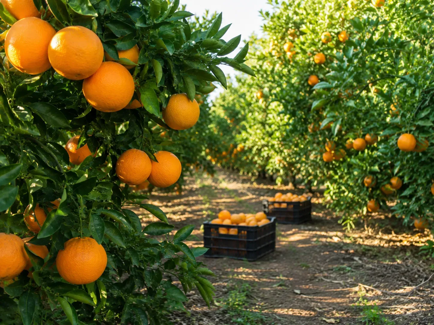 Citrus orchard at harvest